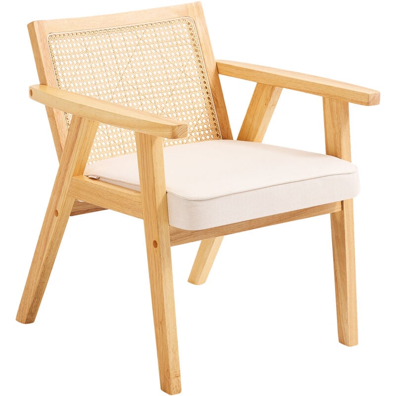 Vevor - Chaise en rotin, 1 piece, chaise de salle a manger moderne du milieu du siecle avec accoudoirs, chaise rembourree avec dossier en rotin,