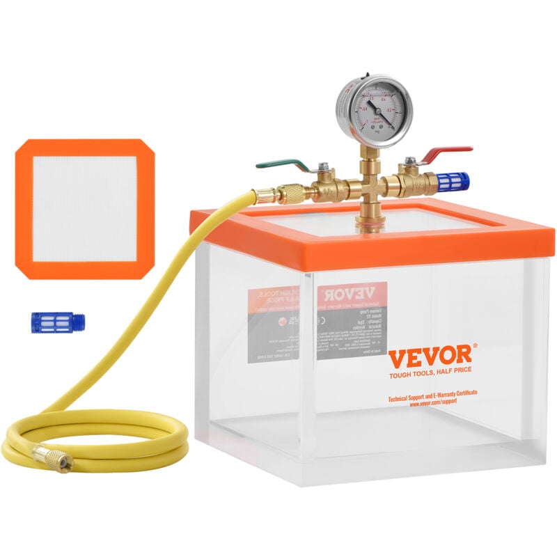 Vevor - Chambre a vide de 2 gallons, chambre de degazage sous vide polyvalente amelioree acrylique couleur transparente, pour degazage de la resine,