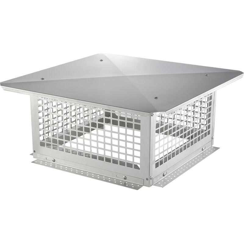 VEVOR Chapeau de Cheminee 432x432 mm Chapeau de Conduit Cheminee Base Carree Acier Inoxydable 304 Couvercle Bouchon Protection Anti-oiseaux Pare-vent