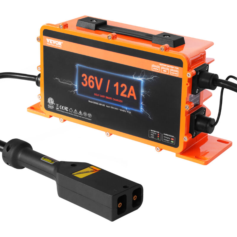 Vevor - Chargeur de batterie pour voiturette de golf 36 v, chargeur de batterie intelligent avec prise de style d, 12 a, compatible avec batteries au