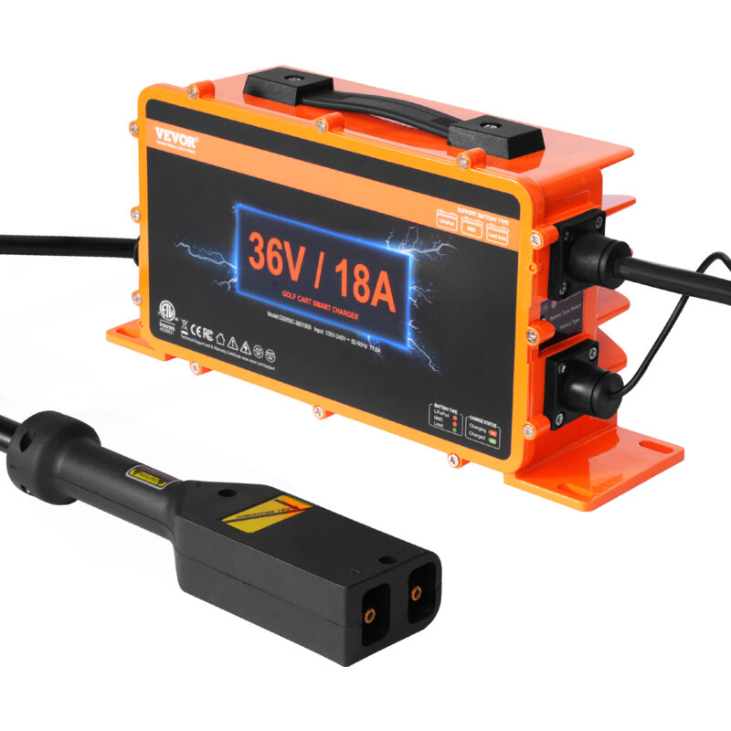 Chargeur de batterie pour voiturette de golf 36 v, chargeur de batterie intelligent avec prise style d, 18 a, compatible avec batteries plomb-acide