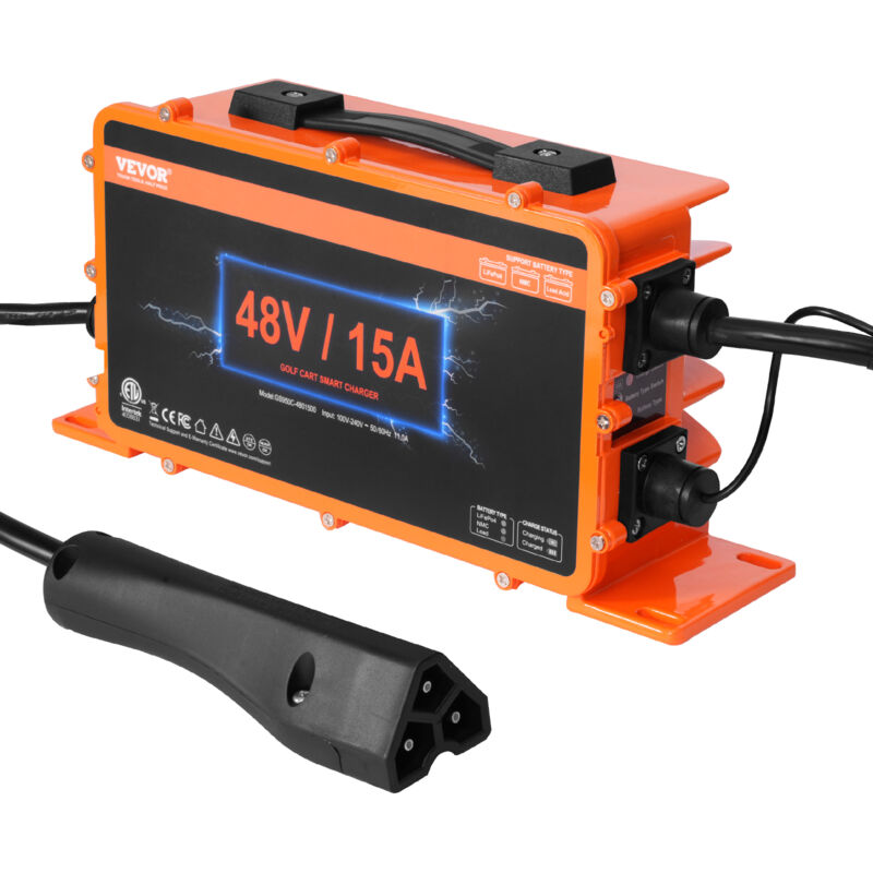 Vevor - Chargeur de batterie pour voiturette de golf 48 v, chargeur batterie intelligent avec prise rxv, 15 a, compatible avec batteries au plomb