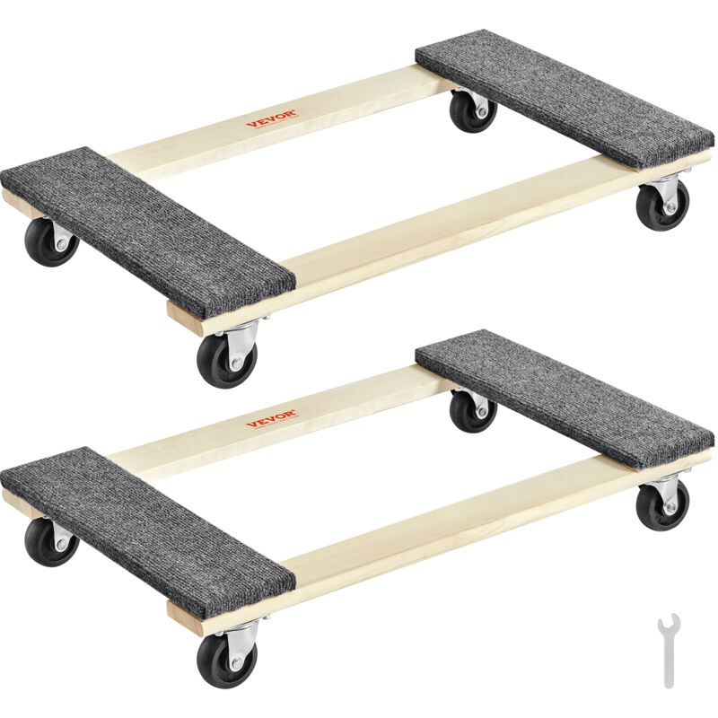VEVOR Chariot de Demenagement 2PCS Deplace Meubles en Bois Capacite de Charge 454 kg Chacun 762x457,2x130 mm avec 4 Roues Pivotantes en PP Robustes