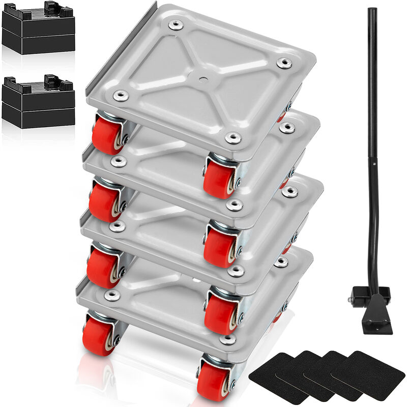 Vevor Chariot de Demenagement 4PCS Deplace Meubles Lourds Capacite 113,4 kg Acier au Carbone 4 Roues Pivotantes 360° pp Plateau Roulant Manutention