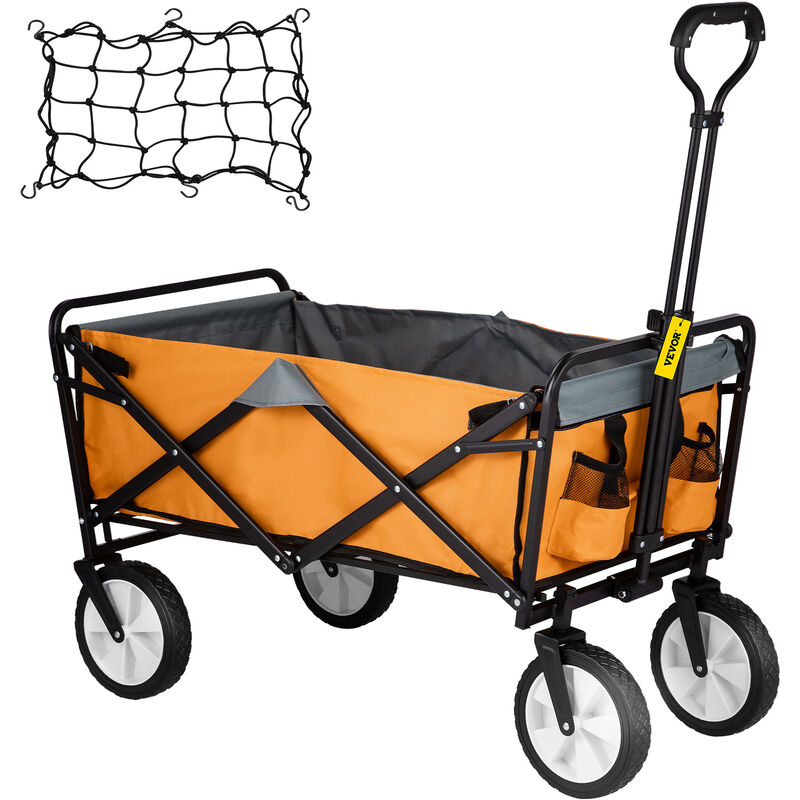 Vevor - Chariot de Jardin Pliable 4 Roues Capacite de Charge 80 kg Poignee Reglable Cadre Acier Enduit Poudre Tissu 600D Oxford pe Rangement pour