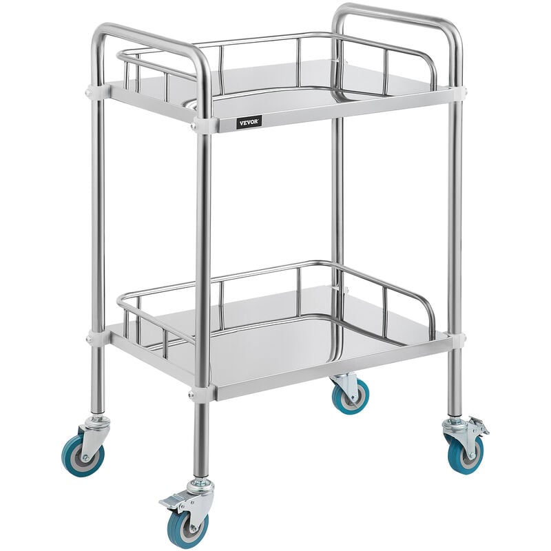 Vevor Chariot de Laboratoire a 2 etages, Chariot a Service Medical 504085 cm, Servante d'Atelier en Acier Inoxydable, Chariot a Outil Chariot Montage