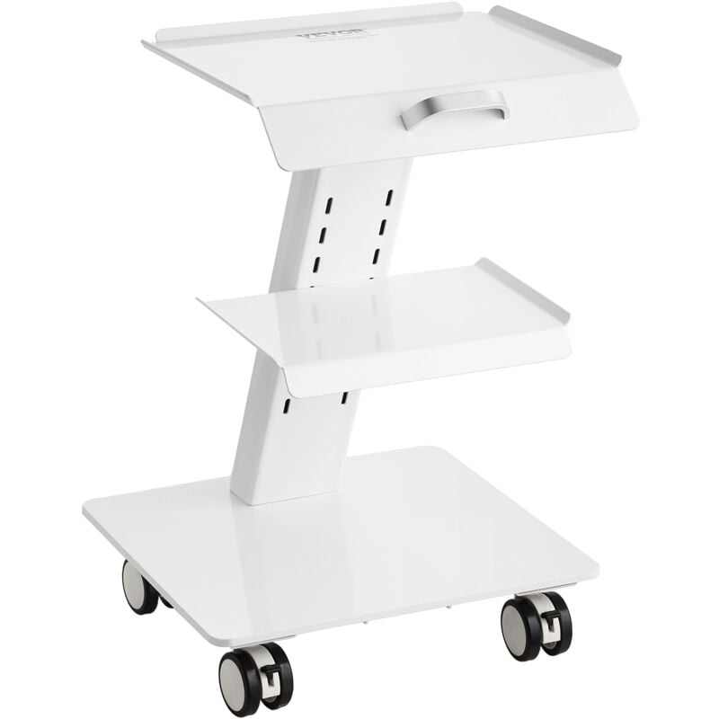 Vevor - Chariot de Laboratoire en Acier, Chariot Medical a 3 Couches, Chariot de Service Grande Capacite de Charge 100 kg avec Roues Pivotantes,
