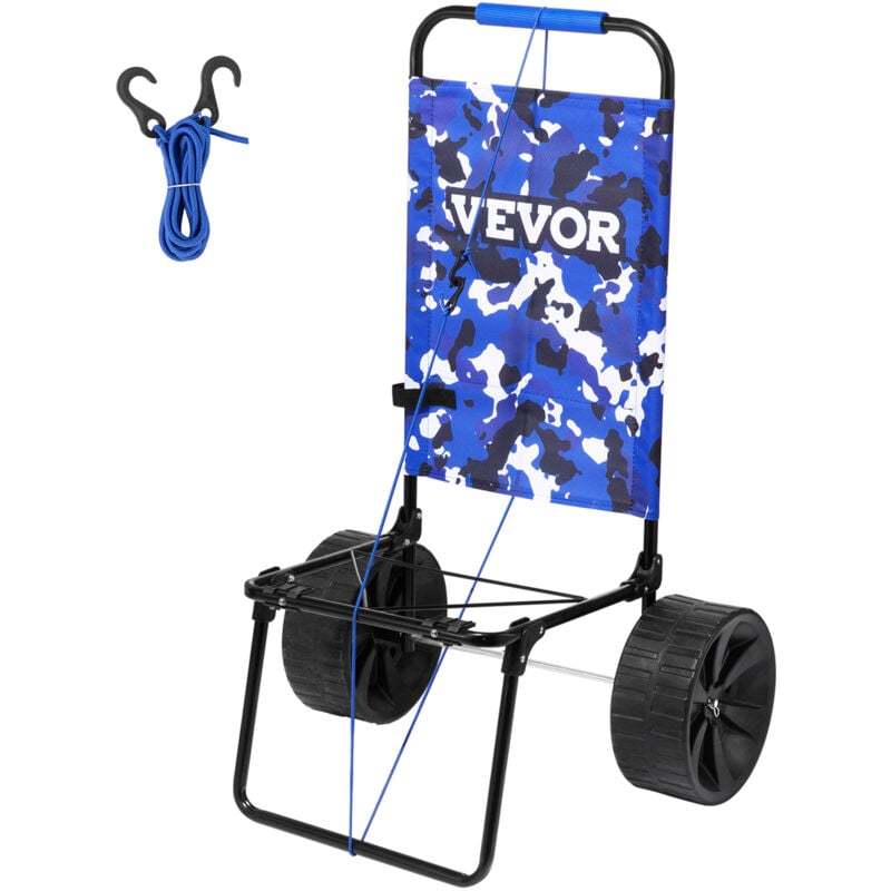 Vevor Chariot de plage avec grandes roues pour le sable, plateau de chargement 380 x 386 mm, chariot de sable pliable avec roues solides en pe 254