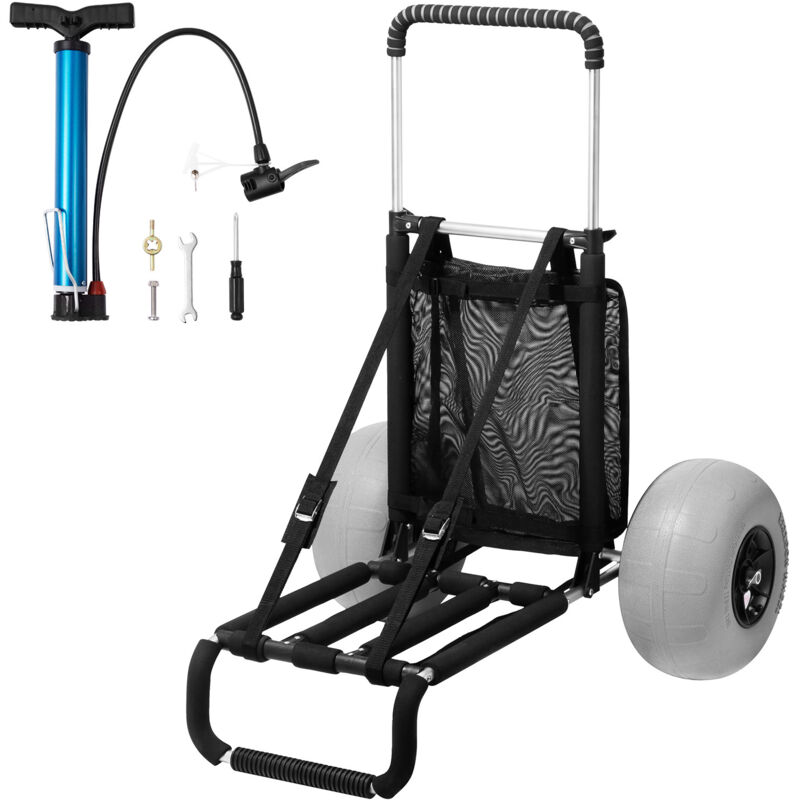 VEVOR Chariot de plage avec grandes roues pour le sable, plateau de chargement 760 x 390 mm, chariot de sable pliable avec roues ballons de 304 mm,