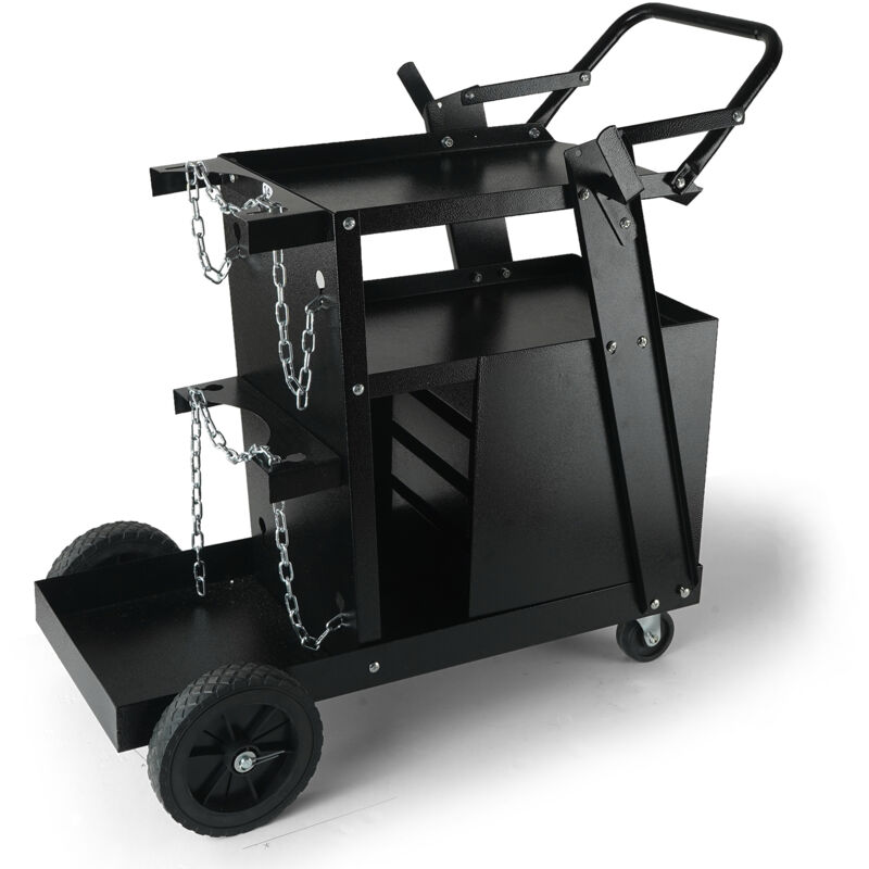 VEVOR Schweißwagen 2 Ablageflächen mit 4 Schubladen Schweißmobil Max. 100-120kg Wagen für Schweßgeräte mit 2 Gasflaschenhalterung Ideal für Handschweißen Schutzgasschweißen Argon-Lichtbogenschweißen