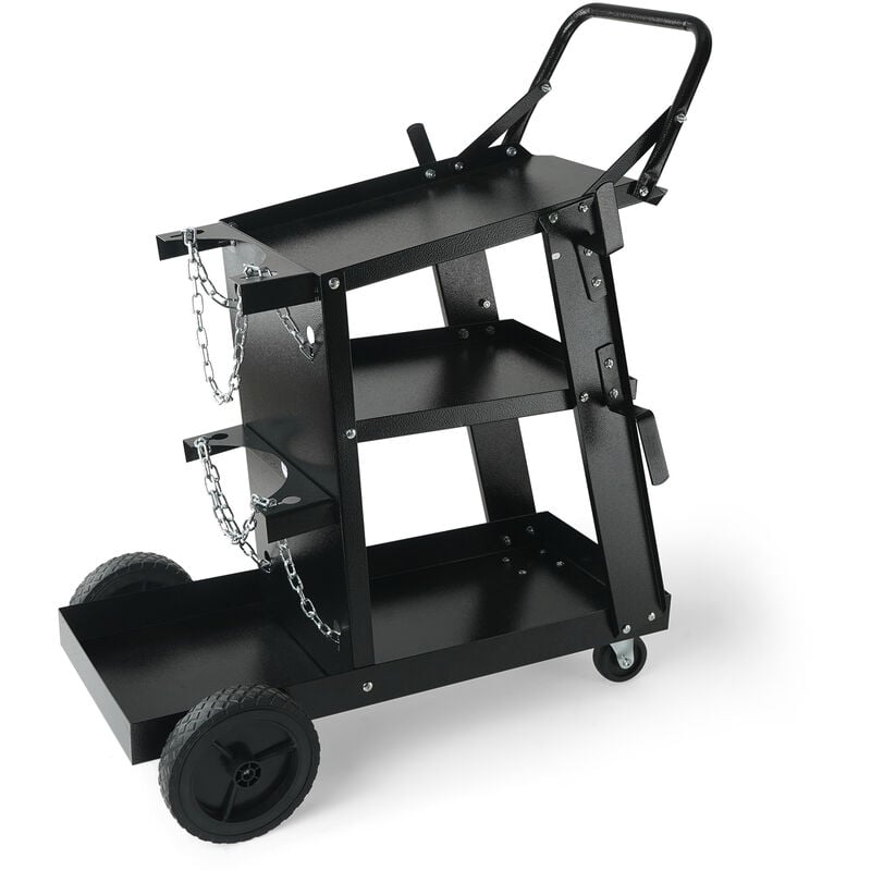Mophorn - vevor Chariot de Soudage a 3 Niveaux Chariot Poste a Souder Capacite Charge 181,4 kg​​ Roues 360° Chaines Securite Stockage Reservoirs