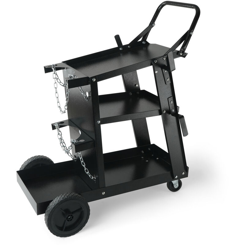 VEVOR Chariot De Soudage à 3 Niveaux Capacité 181,4kg​​ Roues 360° Chaînes Sécurité