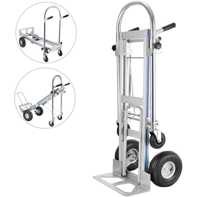 Vevor - Chariot de Transport Pliable Chariot Manuel 3 en 1 Diable Multi-usage Coulisseau deEscalier en Aluminium 350kg Chariot avec Roues en