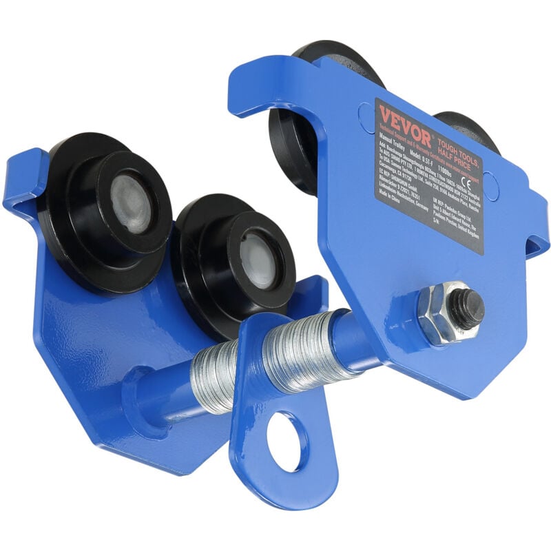 Mophorn - vevor Chariot porte-palan manuel, charge 0,5 tonne, chariot a poutre poussee 2 roues, reglable pour largeur poutre i 63,5-139,7 mm, palan