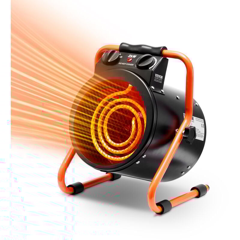 Vevor - Chauffage de serre, 2000 w, chauffage de tente de culture electrique portable, 2 vitesses, protection contre surchauffe, etanche IP24,