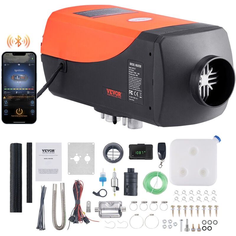 Mophorn - vevor Chauffage Diesel 12 v 8 kW Consommation 0,16-0,62 L/h Rechauffeur deAir Diesel 8-36 ℃ Reglable 20-25 m² Controle Intelligente avec