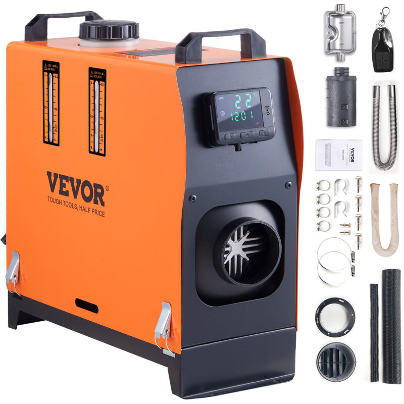 Vevor Chauffage Diesel Tout-en-Un Portable 12 v 5 kW 0,16-0,52 L/h Rechauffeur deAir Diesel 8-36 ℃ Reglable 15-20 m² Controle Intelligente lcd Telecommande Reservoir 5 l pour Bateau rv Auto Interieur