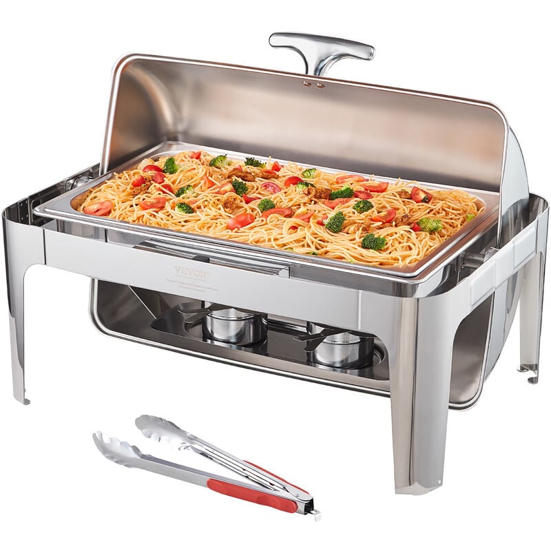 Mophorn - vevor Chauffe-Plat 8,5 l Buffet Chauffant a Combustible Couvercle Rabattable Rechaud en Inox Alimentaire avec 1 Pince Maintient au Chaud