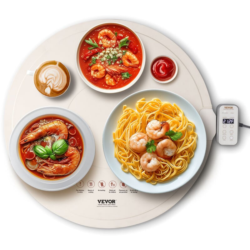 Vevor - Chauffe Plat Electrique en Silicone Enroulable et Portable, Plateau Chauffant pour Buffet 60 cm, Tapis Chauffant Alimentaire avec 4 Reglages