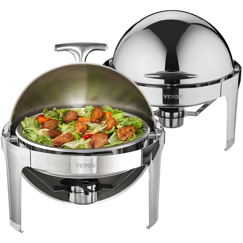 Mophorn - vevor Chauffe-Plat Lot de 2 Bacs Ronds de 5,5 l Buffet Chauffant a Combustible Rechaud Inox Alimentaire Recipient Maintient au Chaud