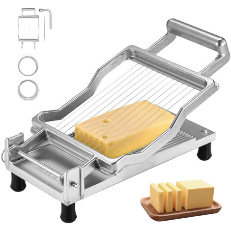 VEVOR Cheese Cutter with Wire, 0.39" & 0.78" Cheeser Butter Cutting Blade, Detachable Cheese Slicer Wire, Aluminum Alloy Commercial Cheese Slicer with 316 Stainless Steel Knife Wire, Kitchen Cooking
