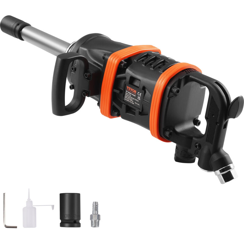 Vevor Cle a chocs pneumatique 1 po, 5175 pi-lb, avec enclume de 8 po poignee en d pour reparation, entretien des machines lourdes, semi-remorques,