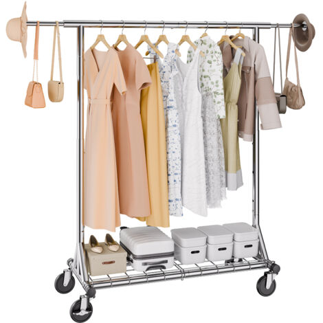 VEVOR Clothes Rack with Wheels Heavy Duty Clothing Garment Rack with Hanging Rod