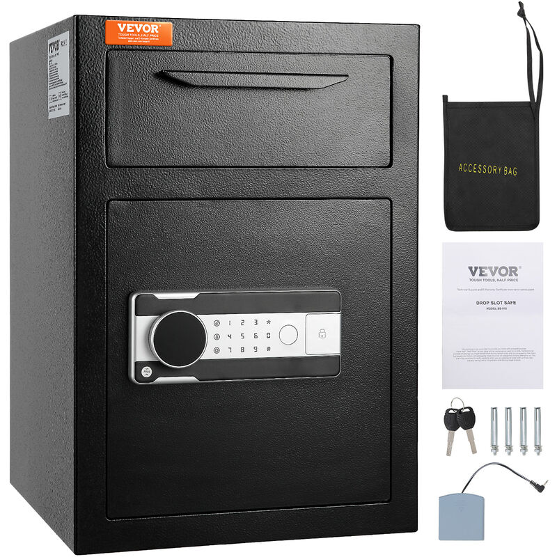 Vevor Coffre-Fort avec Serrure Electronique 2,5 c Coffre-Fort de Depot en Acier Lamine a Froid Coffre-Fort a Trappe Deverrouillage par Mot de Passe