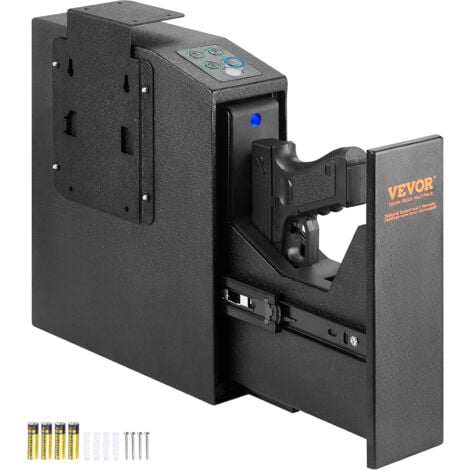 MOPHORN VEVOR Coffre-Fort de Pistolet en Acier Coffre-Fort Biometrique pour 1 Pistolet 3 Moyens de Deverrouillage par Empreintes Digitales Cles Combinaison pour Bijoux Armes de Poing Domicile 25,5x9,5x32 cm