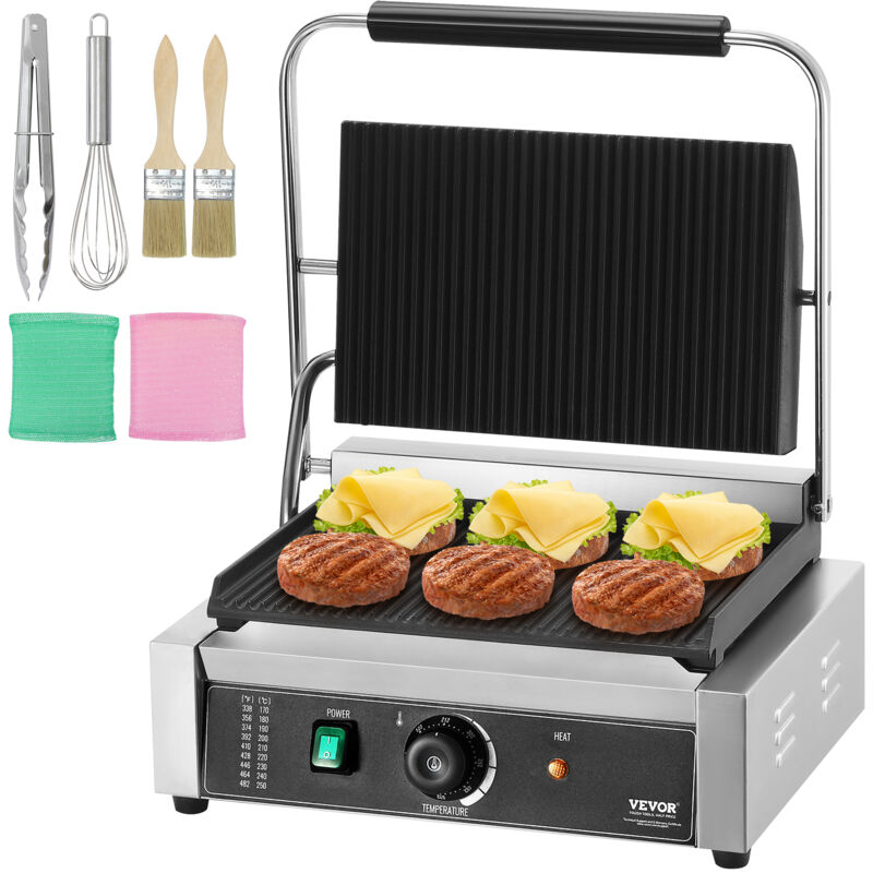 Image of Vevor - Commercial Panini Grill, 2200W Elettrico Sandwich Panini Maker, Pressa per Sandwich in Acciaio Inox, Panini Grill con Controllo della