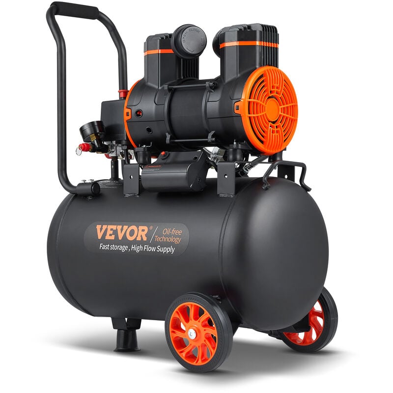 VEVOR Compresseur a Air Silencieux 35 L Reservoir Compresseur deAir Sans Huile 1800 W 2,5 CV 8,7 m3/h a 6,2 bar 70 dB pour Reparation Automobile