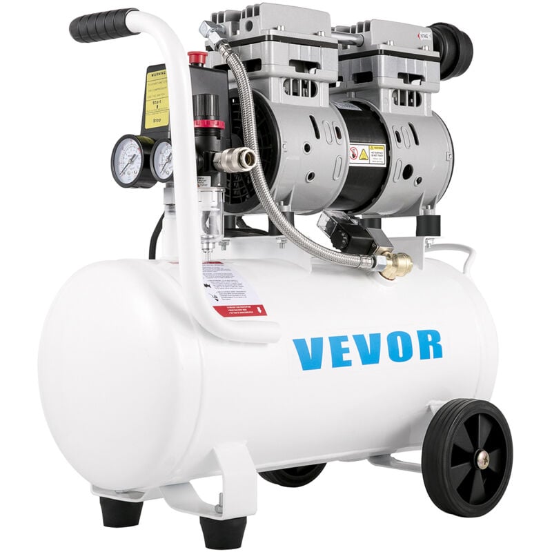 Vevor - Compresseur d'Air Sans Huile 25 l, Compresseur deAir Horizontal a Faible Bruit, Moteur en cuivre, convient a la reparation a domicile /le