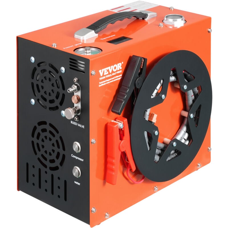 Vevor Compresseur deair pcp portable 30 MPa refroidissement eau ventilateur integre, arret auto, compresseur reservoir paintball cc 12V/CA 230V pour