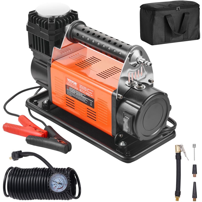 Vevor - Compresseur deair robuste 12 v, gonfleur de pneus portable 200 L/min, kit gonflage pneus 10,3 bar, pompe a air tout-terrain avec adaptateurs,