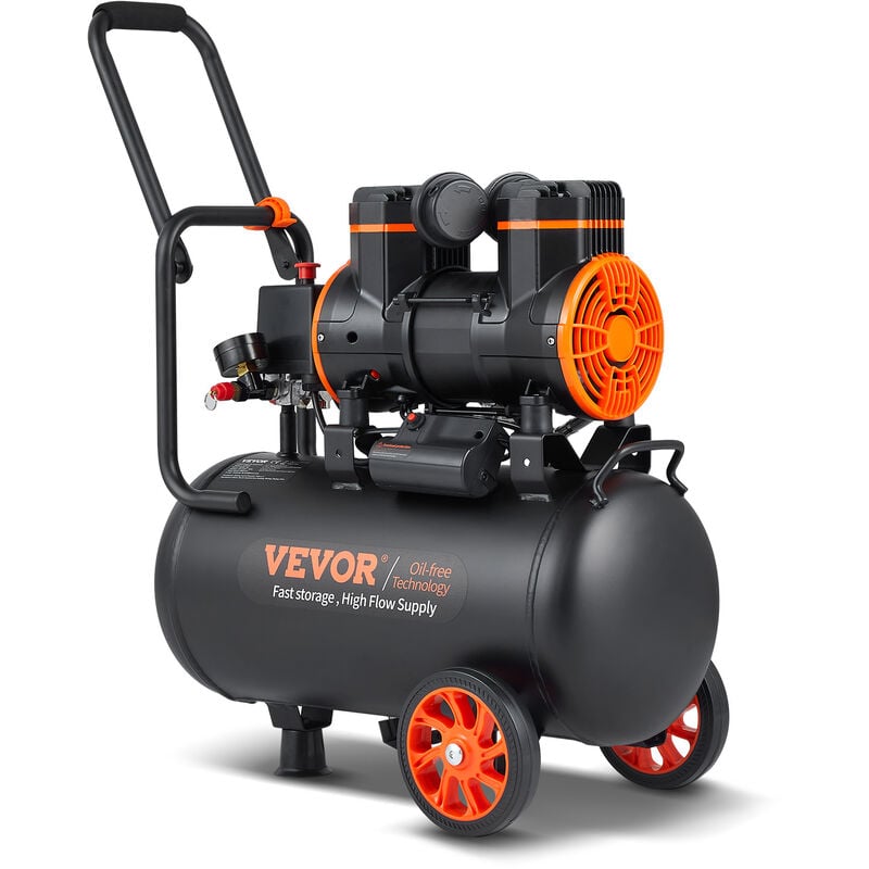 Image of Vevor - Compressore deAria 24L Portatile Senza Olio Motore 1450W Velocita 2800 giri/min per Aerografo Inchiodatura, Compressore deAria a Secco