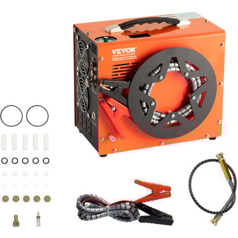 VEVOR Compressore deAria 30MPa PCP Portatile Convertitore Integrato Spegnimento Manuale DC 12V/AC 230V, Compressore Aria Portatile ad Alta Pressione Senza Acqua Senza Olio per Pistola Aria Compressa