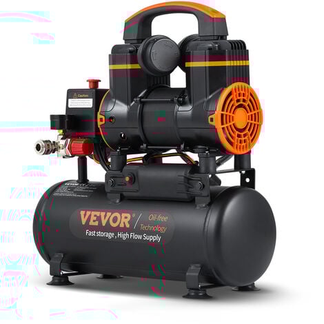 VEVOR Compressore deAria 8L Portatile Senza Olio Motore 900W Velocita 2800 giri/min per Aerografo Inchiodatura, Compressore deAria a Secco Portatile Rumore 70dB 2 Silenziatori Temperatura -50℃ - 40℃