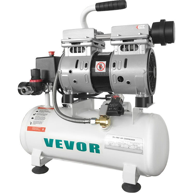Image of VEVOR Compressore deAria Senza Olio Ultra Silenzioso da 2 Galloni, Compressore Silenziato, Compressore deAria 550 W, Rumorosita meno 48 dB,