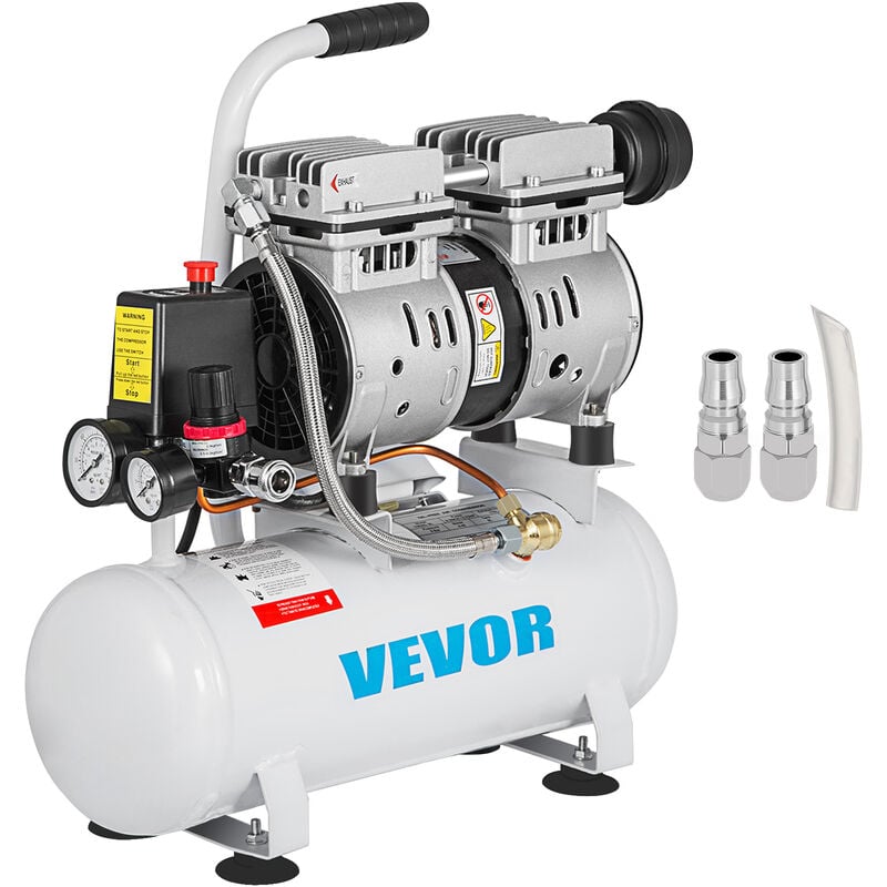 Image of VEVOR Compressore de Aria Senza Olio Ultra Silenzioso da 2 Galloni, Compressore Silenziato con Motore in Rame Puro, Compressore deAria 550 W,