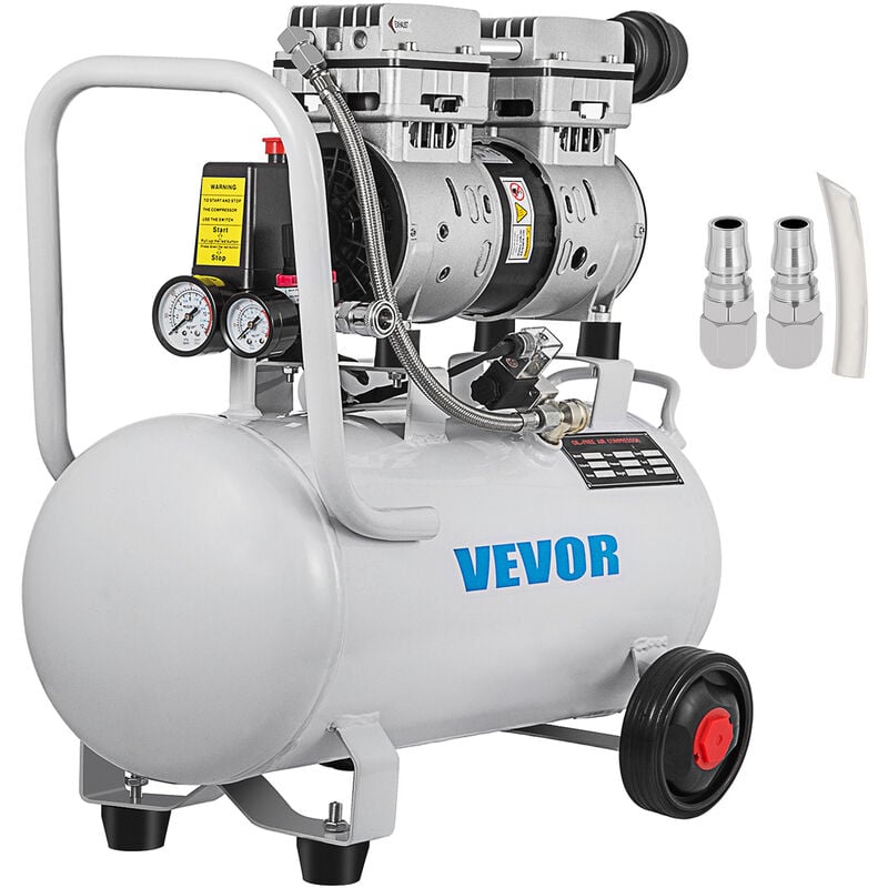 Image of VEVOR Compressore de Aria Senza Olio Ultra Silenzioso da 6,6 Galloni, Compressore Silenziato, Compressore deAria 750 W, Rumorosita meno 60 dB,