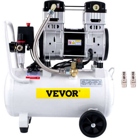 VEVOR Compressori deAria da 1,5HP/1100W Compressore Motore Senza Olio con Serbatoio 30L, Velocita di Rotazione 1440 RPM Compressore Silenzioso per il Gonfiaggio dei Pneumatici, la Pulizia dei Veicoli