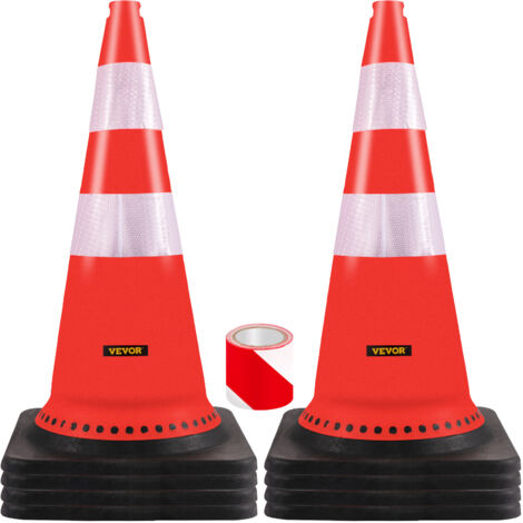 VEVOR Coni di Sicurezza, 8 x 30" Coni Traffico, Coni da Costruzione in PVC Arancione, Coni stradali per traffico collari riflettenti per Parcheggio Stradale