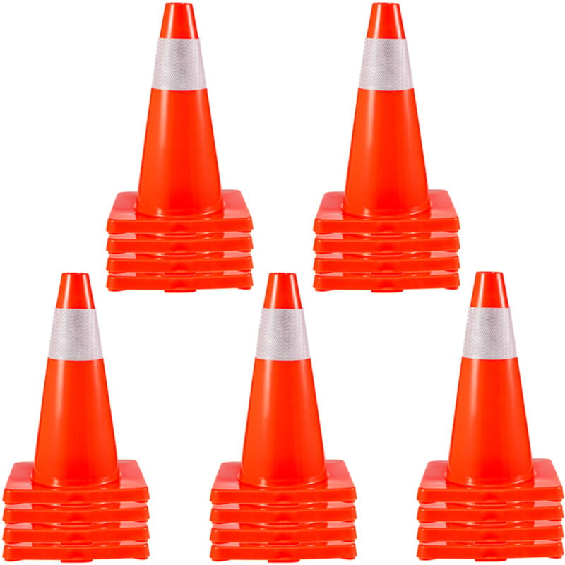 Image of Vevor - Coni Traffico Stradali di Sicurezza, Base in pvc, Confezione da 20 Coni Traffico da 18' con Base in pvc, Coni Traffico Arancione con Collari