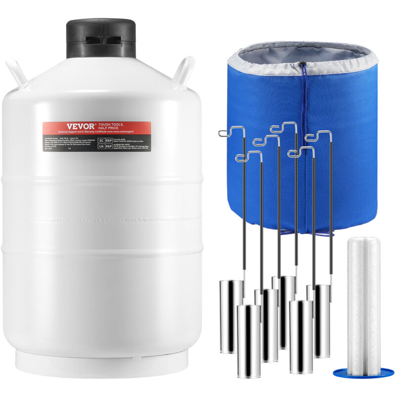 Vevor - Conteneur cryogenique, alliage dealuminium 20 l, LN2 Dewar avec six bidons et sac de transport renforce par sangle, ideal pour la recherche