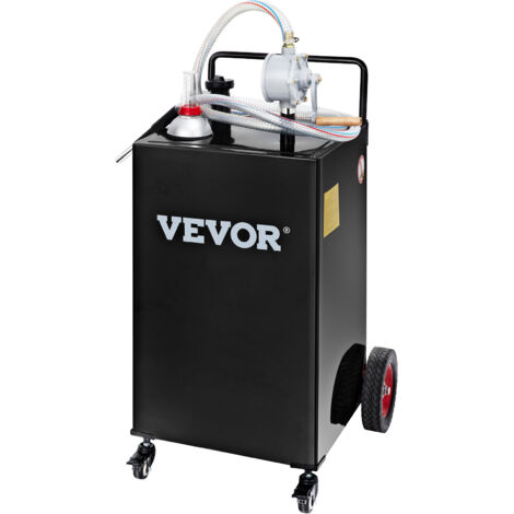 VEVOR Contenitore per Carburante 30 Galloni, Serbatoio di Stoccaggio del Gas e 4 Ruote, con Pompa di Trasferimento Manuel, Contenitore per Benzina Diesel per Auto, Tosaerba, ATV, Barche, Altro, Nero