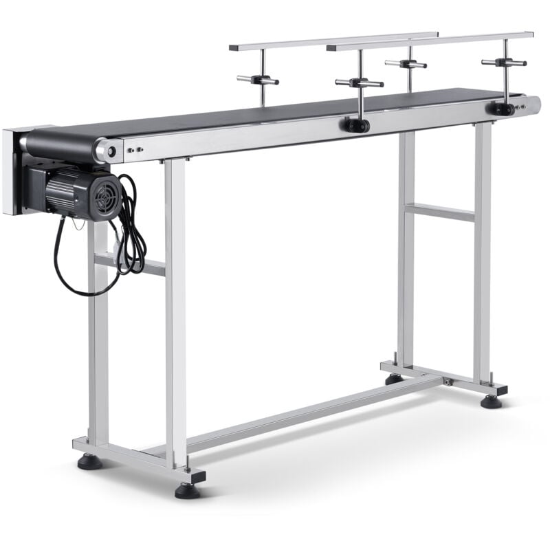 Vevor Convoyeur a bande motorise 1498,6x198,1 mm convoyeur en acier inoxydable ceinture de transporteuse en pvc antistatique vitesse reglable double