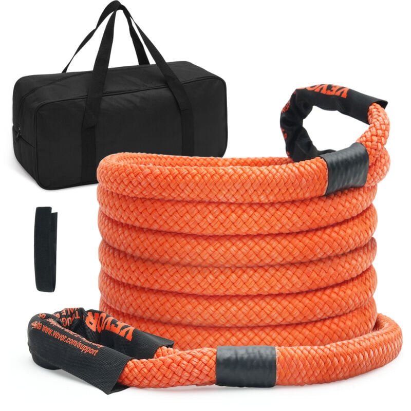 Corde de remorquage de recuperation cinetique, 22,225 mm x 6,1 m, sangle dearrachage robuste tout-terrain, 13871 kg, energie resistante a 30 %