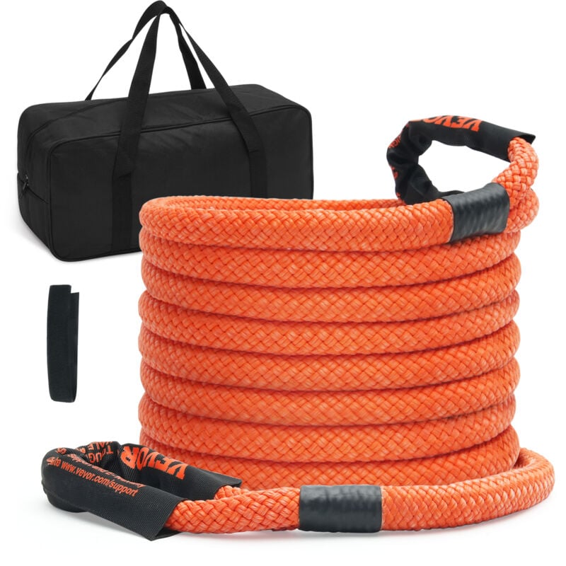 Corde de remorquage de recuperation cinetique, 25,4 mm x 9,1 m, sangle dearrachage robuste tout-terrain, 17237 kg, energie resistante a 30 %