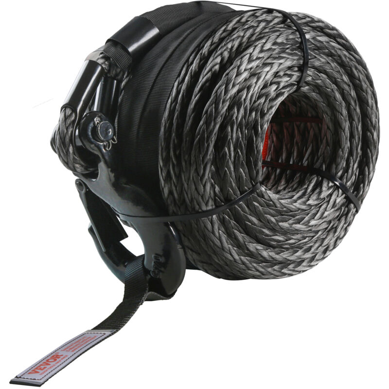 Vevor - Corde de Treuil 12,7 mm x 28,0 m Cable Synthetique Resistance Rupture 142,3 kN avec Manchon de Protection, Crochet de Treuil Forge, Sangle