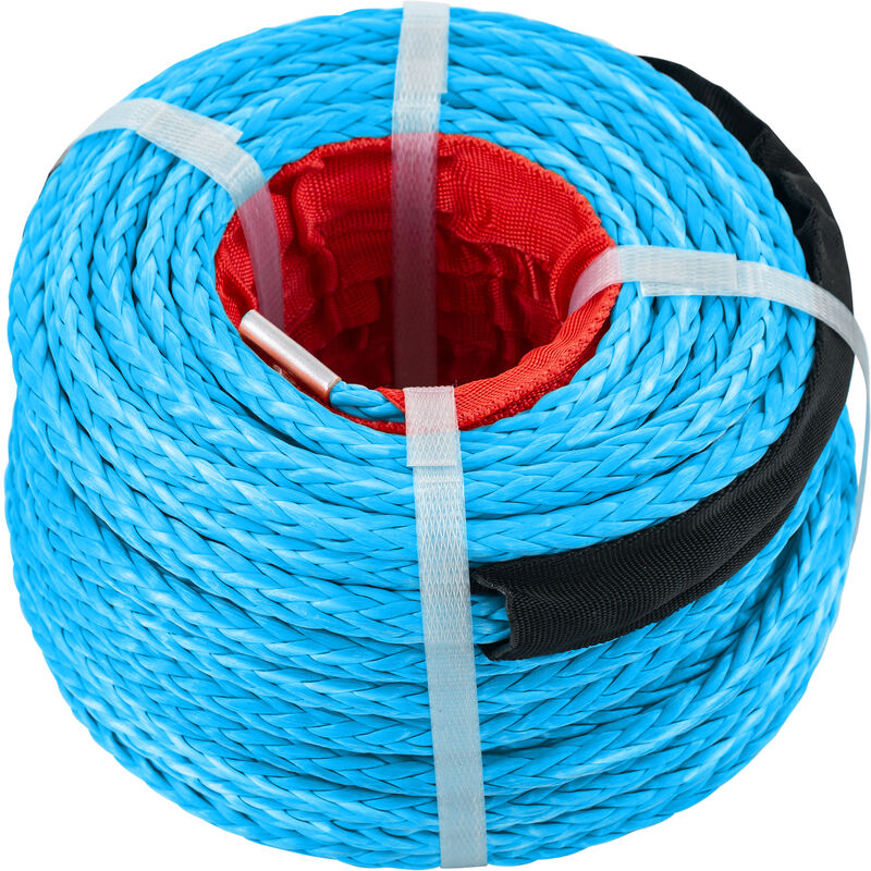 Corde de treuil synthetique 3/8' x 30,5 m, cable de ligne de treuil avec crochet G70, resistance de travail de 18 740 lb, 12 brins, cable de treuil